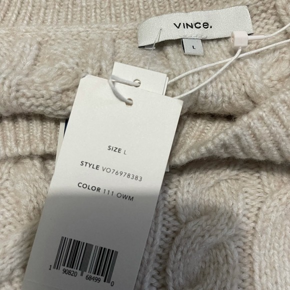 Vince ivory long sleeve chunky cable knit sweater. L - Picture 7 of 7